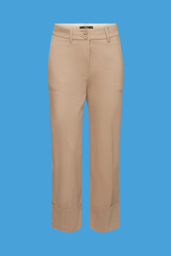 Skrócone spodnie z twillu, TAUPE, detail image number 7