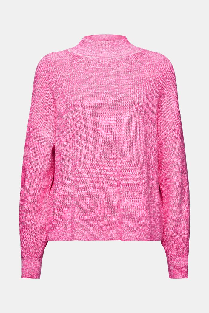 Sweter z półgolfem z prążkowanej dzianiny, PINK FUCHSIA, detail image number 6