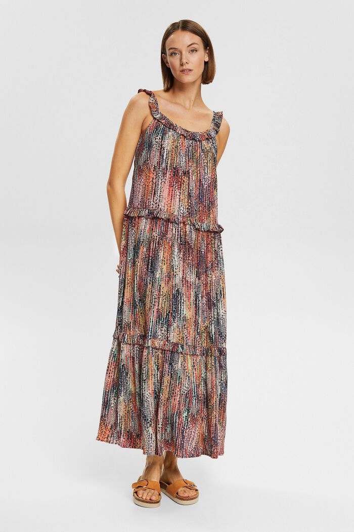 Kolorowa, wzorzysta sukienka maxi, MAUVE, detail image number 5