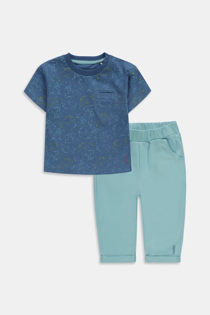 Zestaw: bluzka z długim rękawem i joggersy, GREY BLUE, detail image number 0