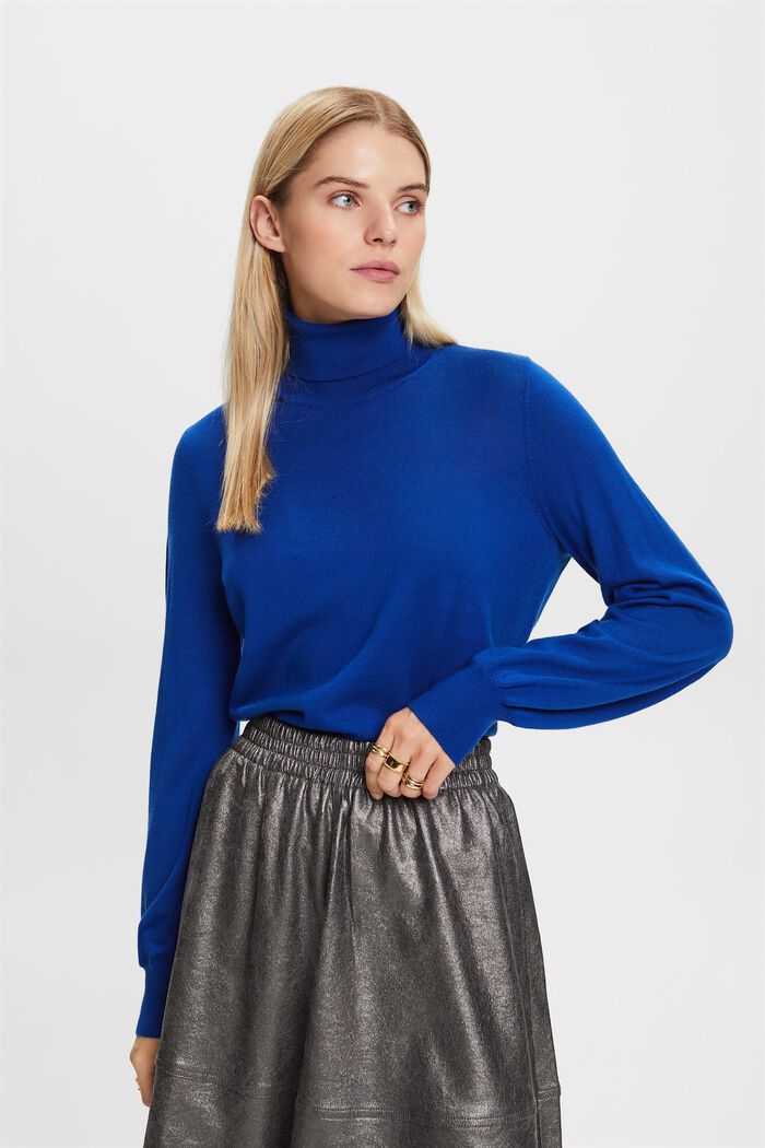 Wełniany sweter z półgolfem, BRIGHT BLUE, detail image number 2