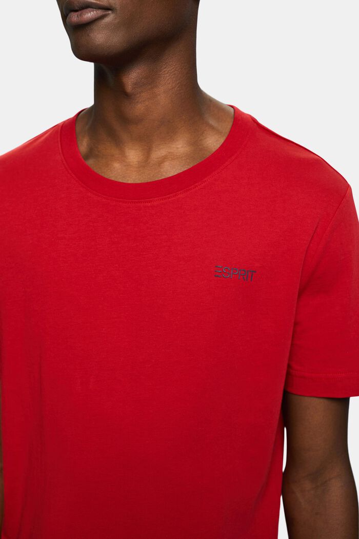 Logowany T-shirt z bawełnianego dżerseju, DARK RED, detail image number 3