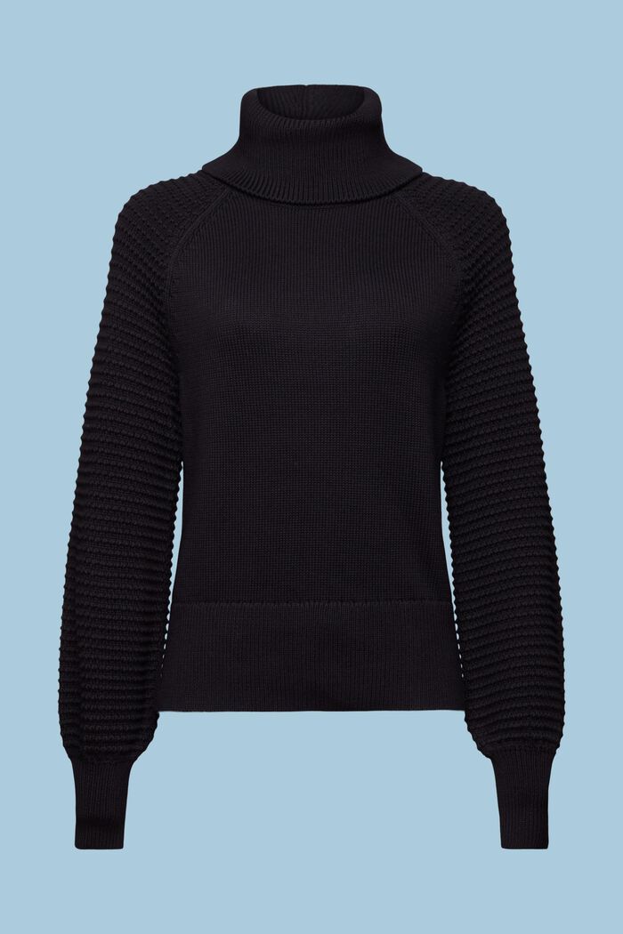 Sweter z półgolfem z bawełny, BLACK, detail image number 7