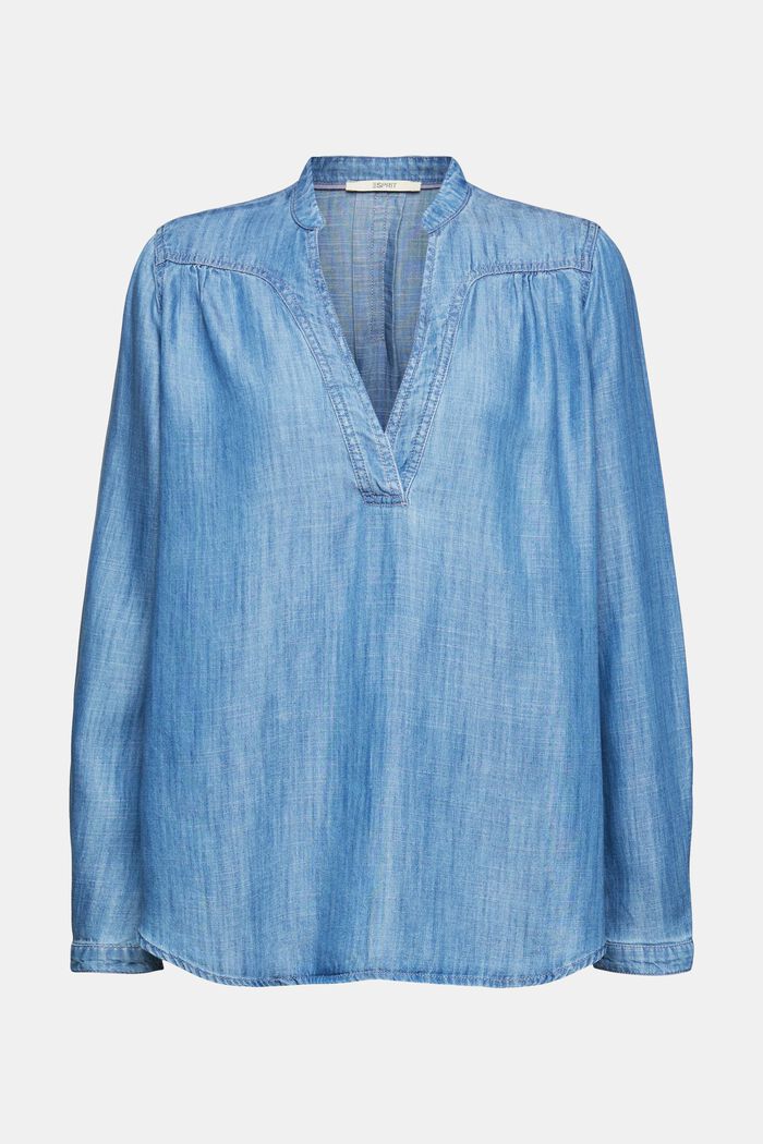 Z włókna TENCEL™: bluzka w kolorze dżinsu, BLUE MEDIUM WASHED, detail image number 6