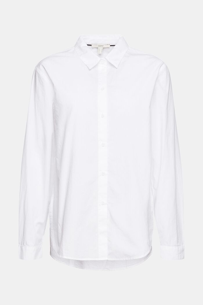 Koszulowa bluzka oversize z bawełny, WHITE, overview