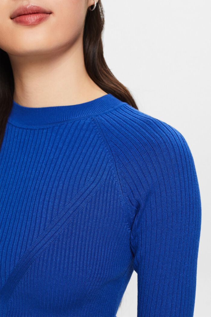 Prążkowany sweter z krótkim rękawem, BRIGHT BLUE, detail image number 3