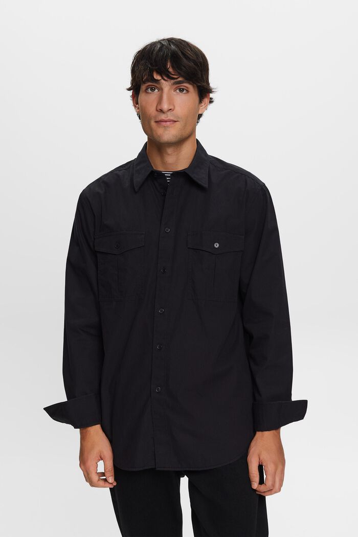 Koszula w stylu utility z bawełny, BLACK, detail image number 1