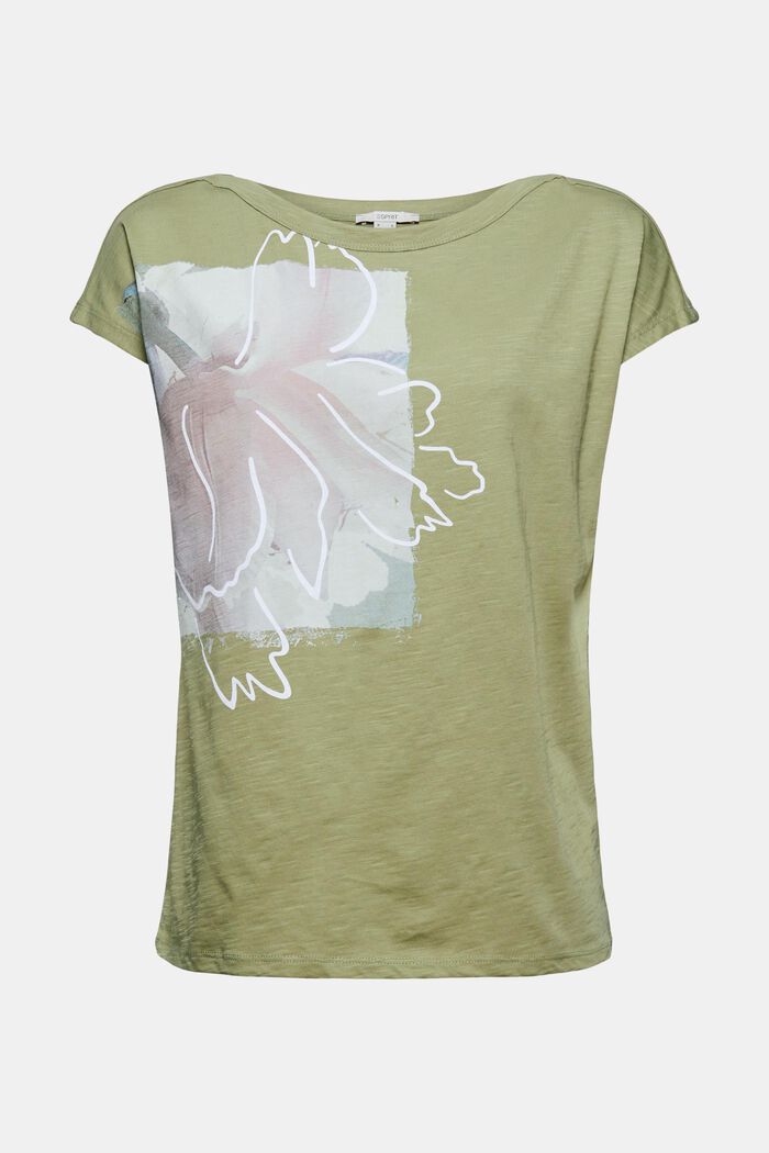 T-shirt z nadrukiem, bawełna organiczna, LIGHT KHAKI, detail image number 5