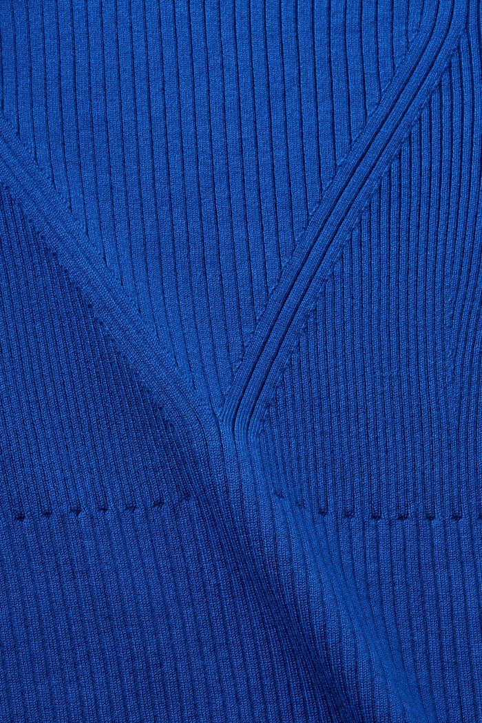 Prążkowany sweter z krótkim rękawem, BRIGHT BLUE, detail image number 5