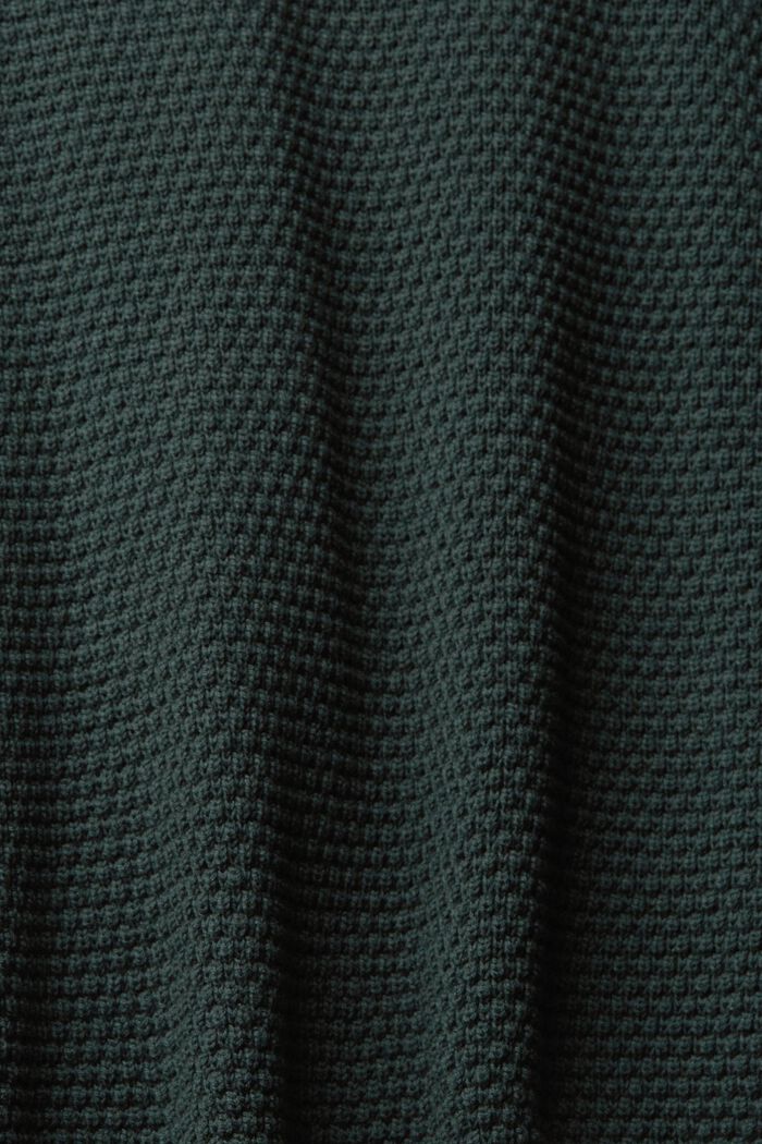 Fakturowany sweter z półgolfem, mieszanka bawełniana, DARK TEAL GREEN, detail image number 1