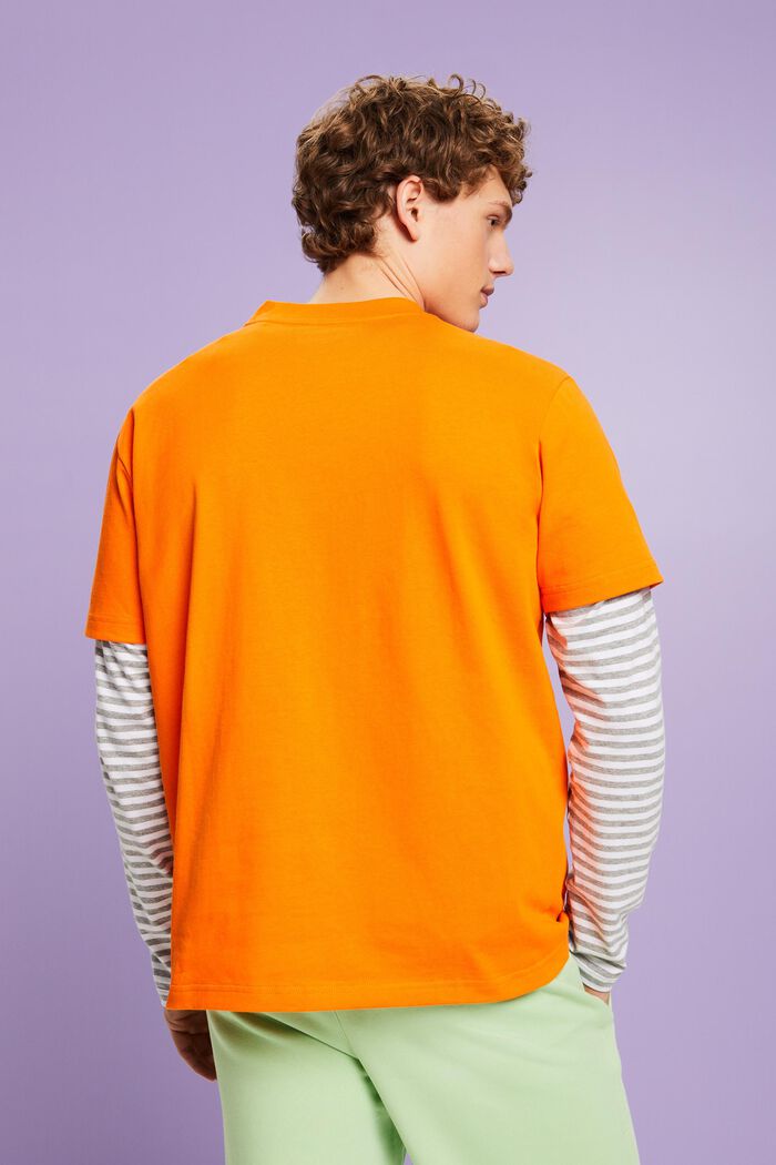T-shirt z logo z bawełnianego dżerseju, unisex, CORAL ORANGE, detail image number 3