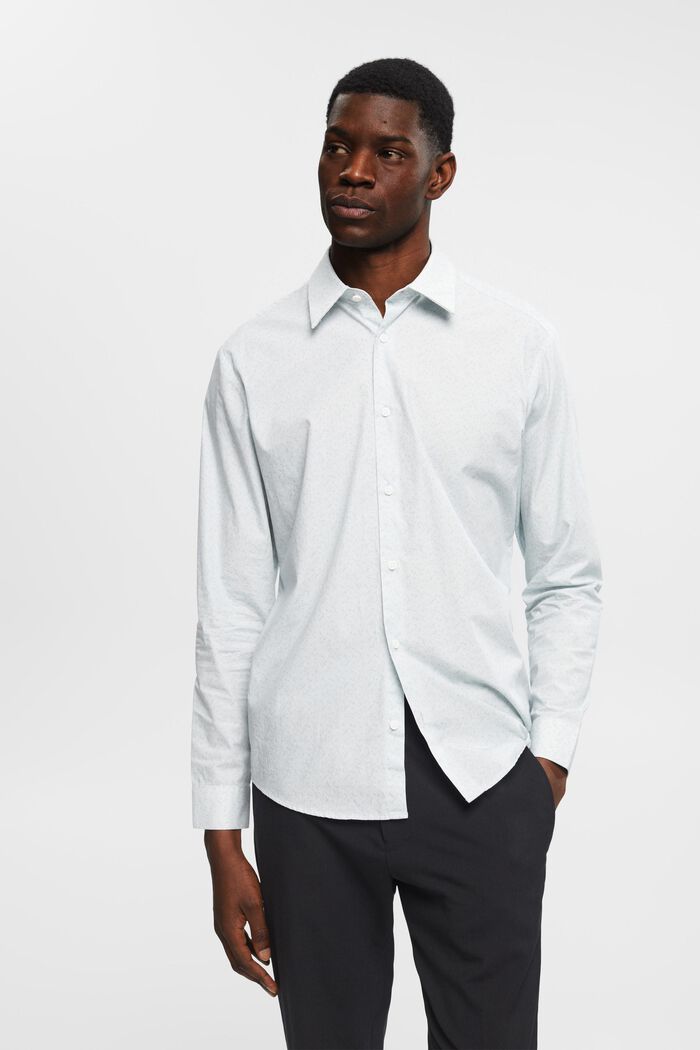 Wzorzysta koszula bawełniana, fason slim fit, WHITE, detail image number 0