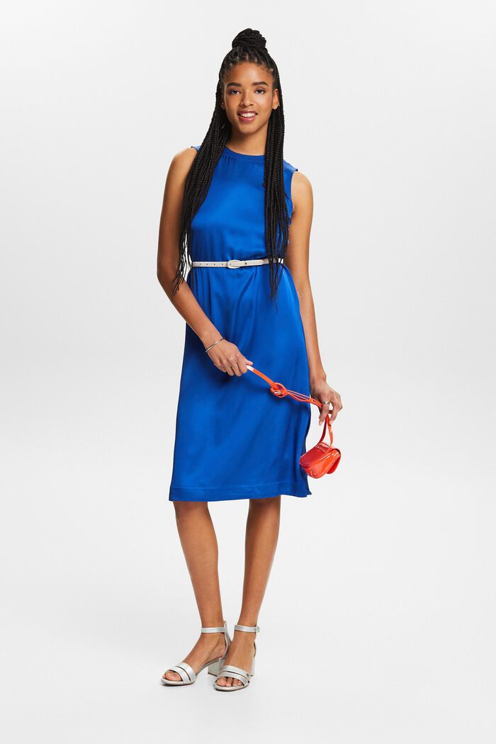 Satynowa sukienka bez rękawów, BRIGHT BLUE, detail image number 5