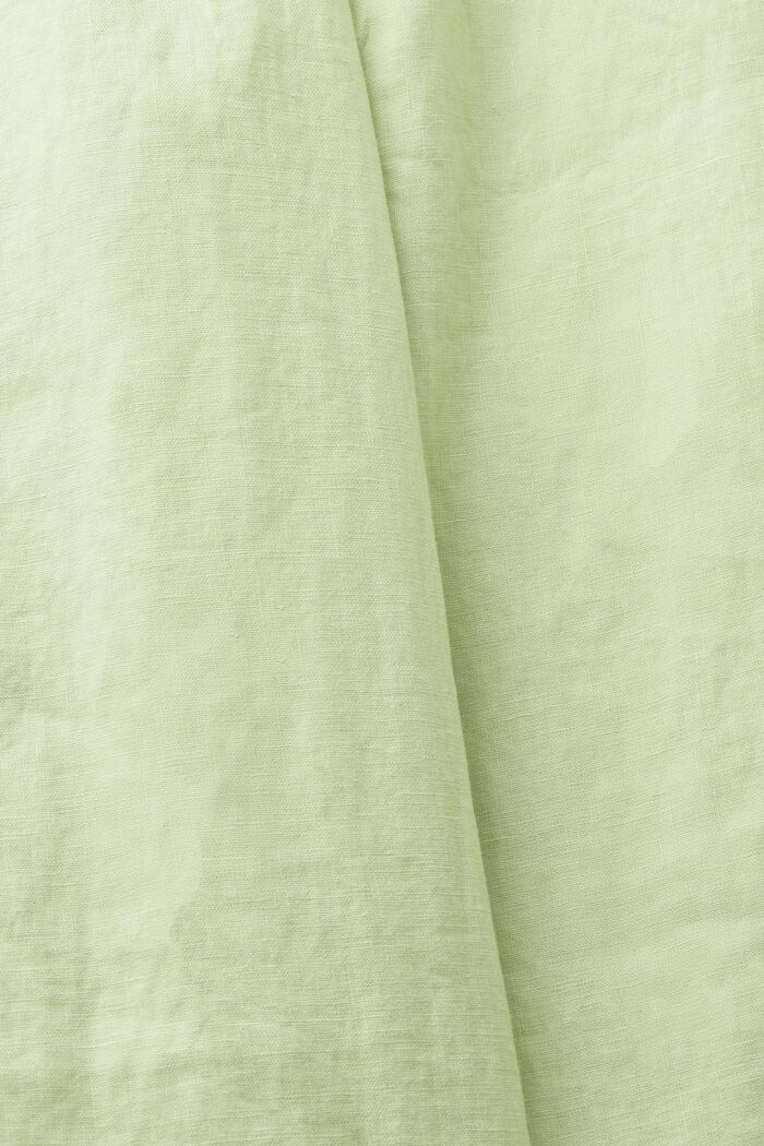 Lniane spodnie z szerokimi nogawkami i paskiem, LIGHT GREEN, detail image number 5