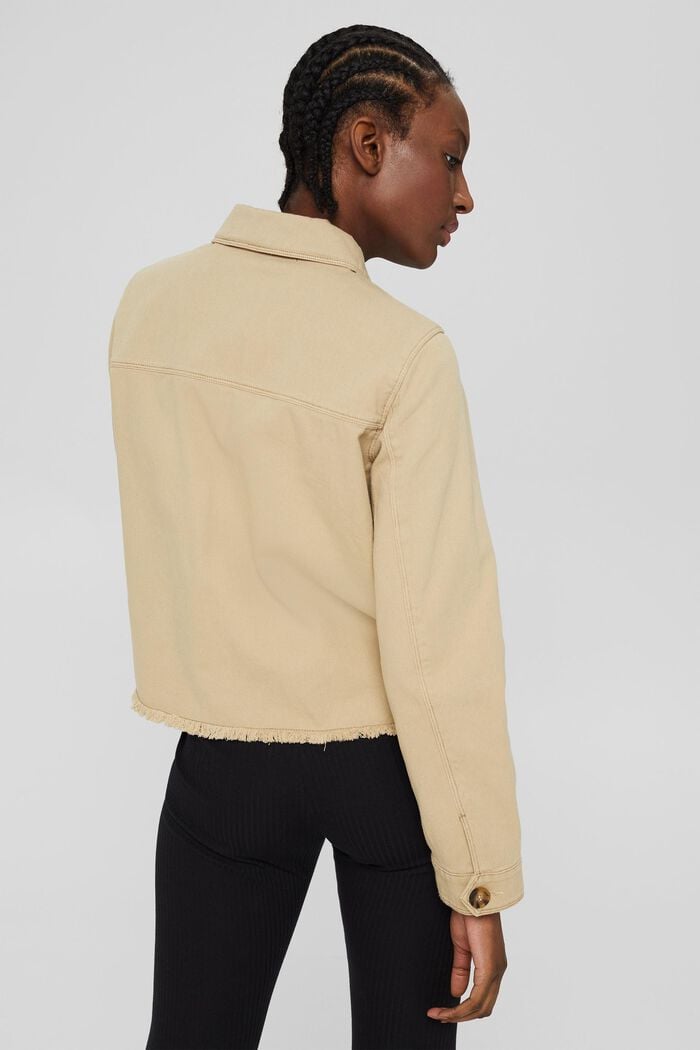 Dżinsowa koszulowa kurtka z frędzlami, SAND, detail image number 4