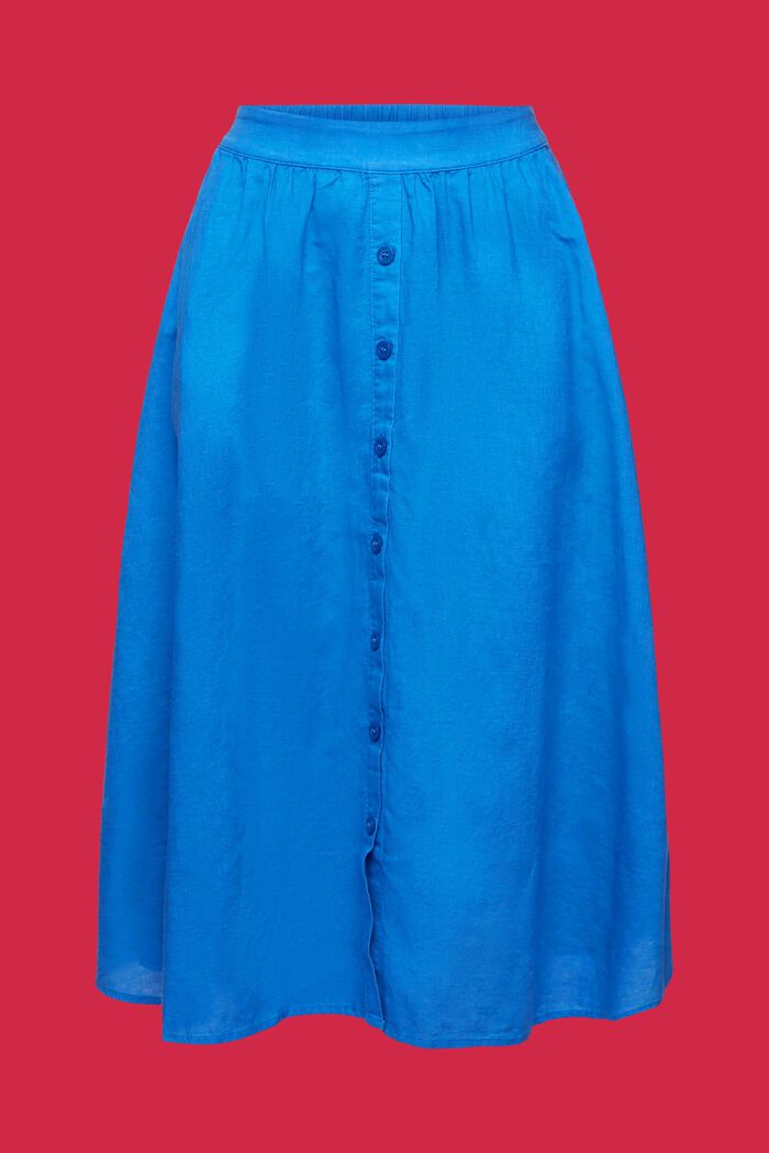 Spódnica midi, mieszanka lnu i bawełny, BRIGHT BLUE, detail image number 5
