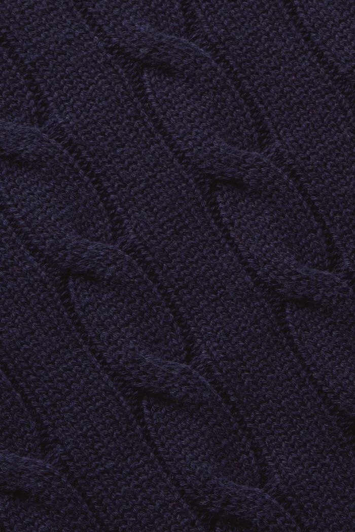 Sweter z dekoltem w serek z dzianiny w warkocze, NAVY, detail image number 4