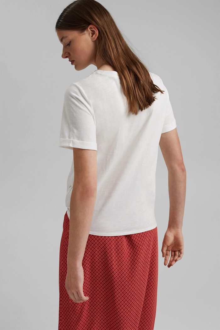 T-shirt z wiązaniem, bawełna organiczna, OFF WHITE, detail image number 3