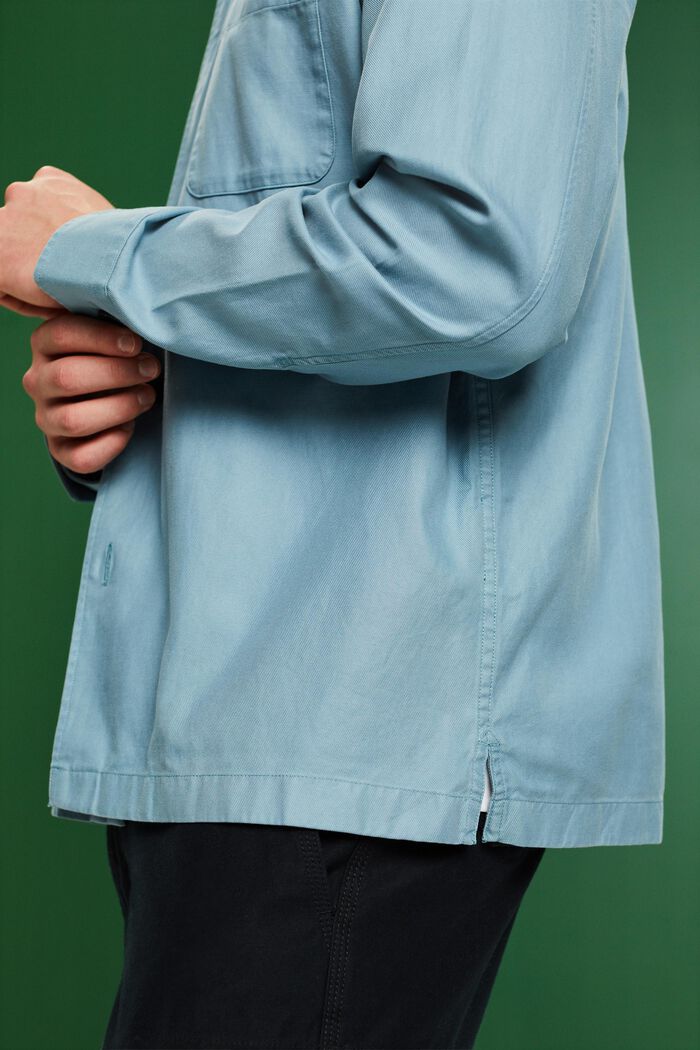Koszula z diagonalu z przypinanym kołnierzykiem, TEAL BLUE, detail image number 3