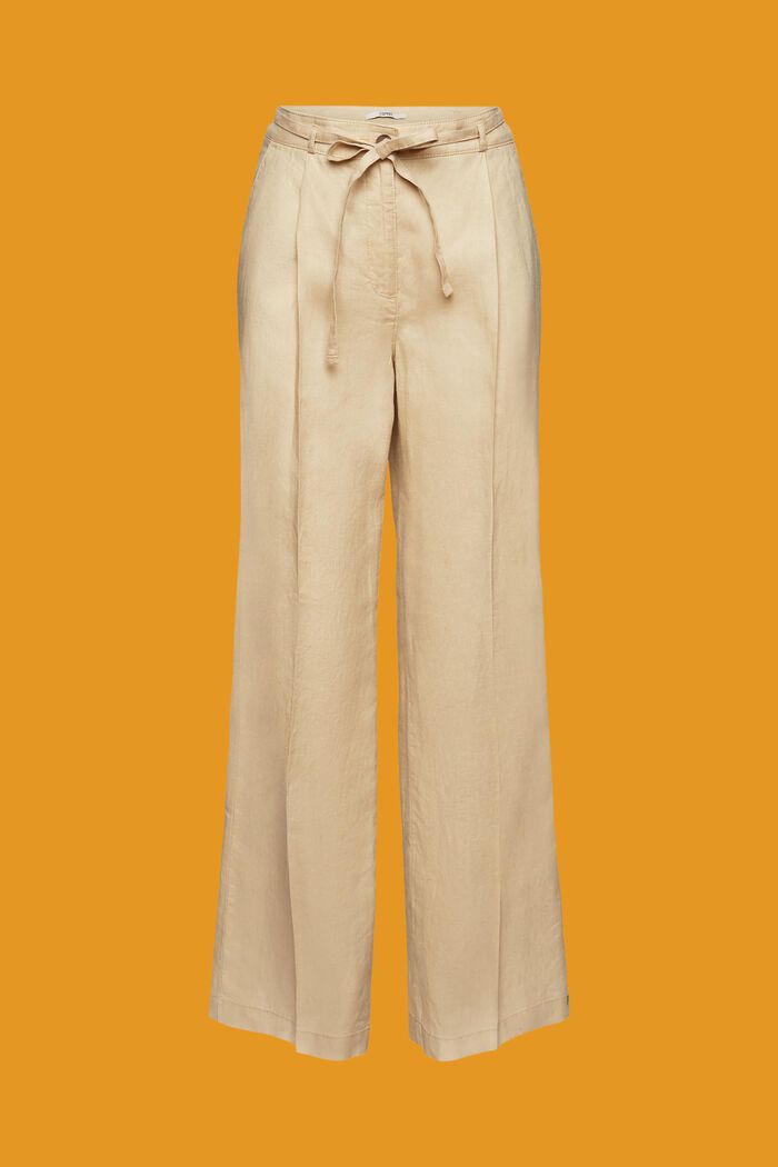 Spodnie z lnu z szerokimi nogawkami, SAND, detail image number 7