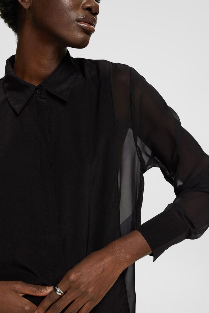 Półprześwitująca bluzka, LENZING™ ECOVERO™, BLACK, detail image number 2
