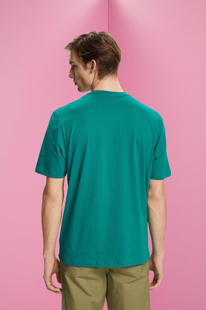 T-shirt z nadrukiem z logo, fason relaxed fit, EMERALD GREEN, detail image number 3