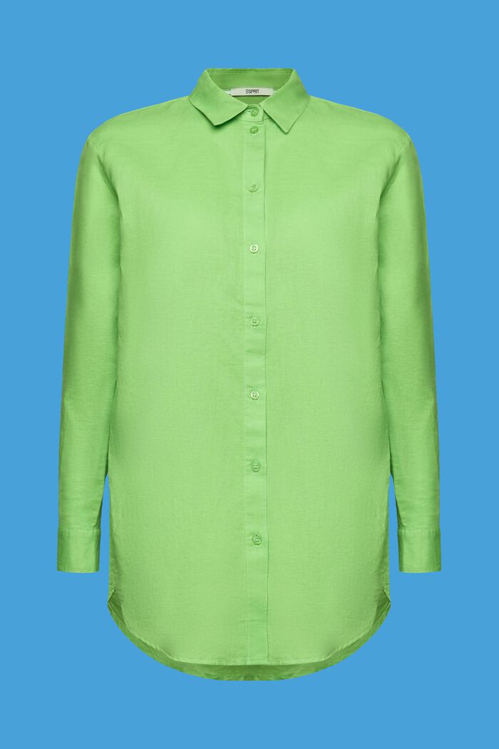 Koszula z mieszanki lnu i bawełny, GREEN, detail image number 6