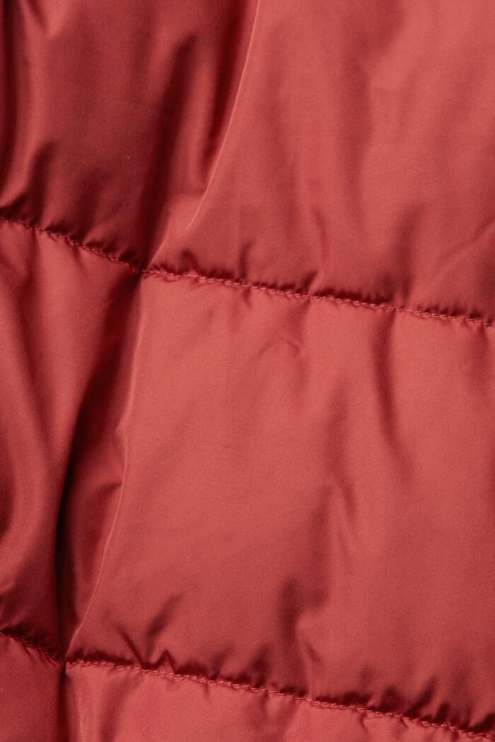Pikowany płaszcz z odpinanym kapturem, TERRACOTTA, detail image number 6