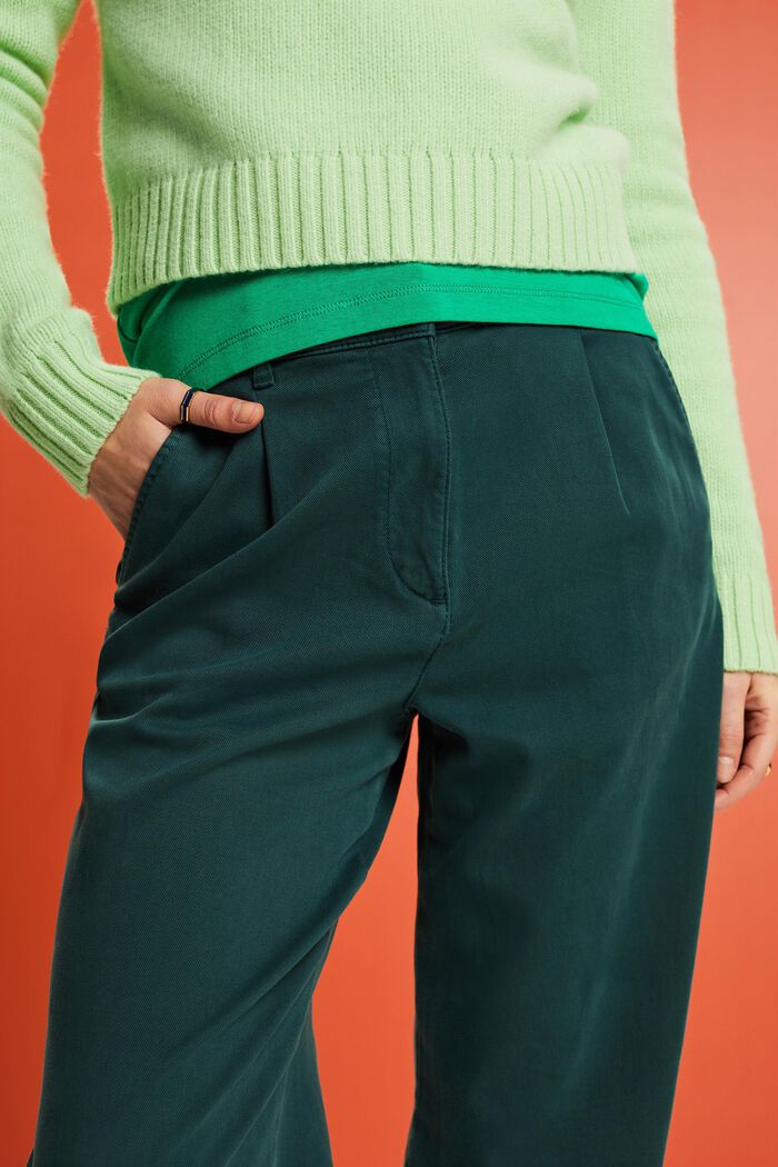 Szerokie spodnie chino z wysokim stanem, EMERALD GREEN, detail image number 4