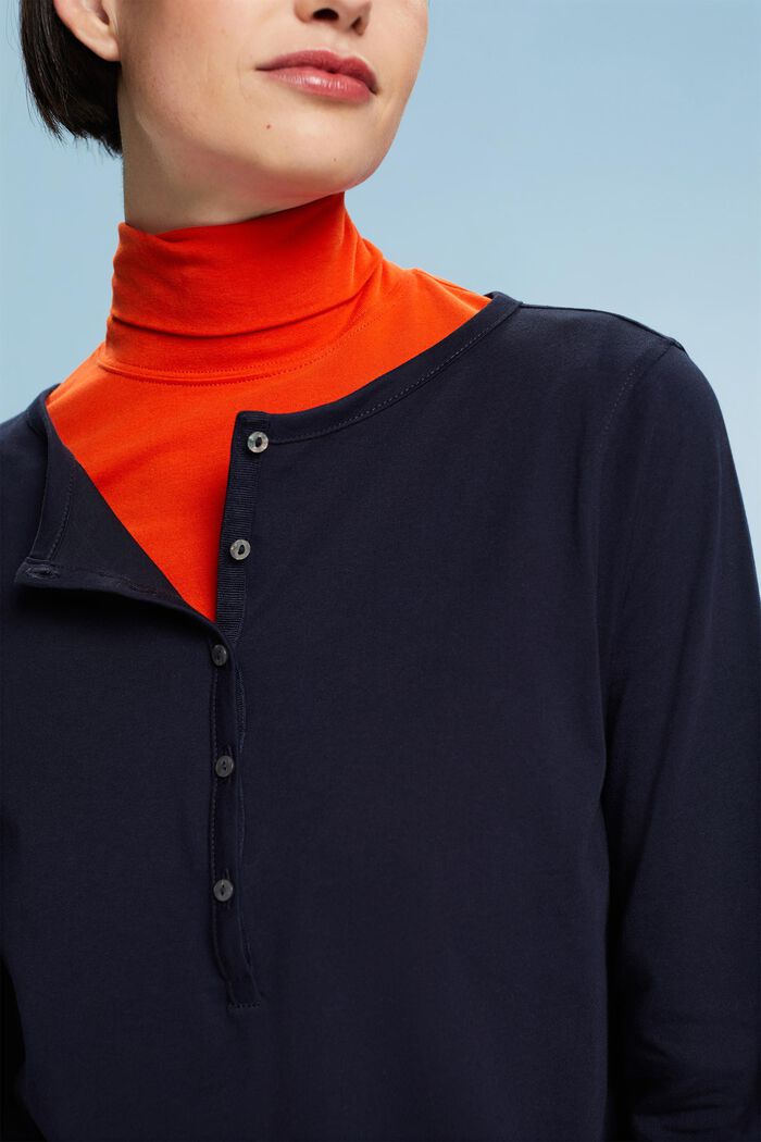 Bawełniany top henley, NAVY, detail image number 1