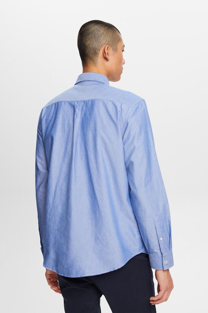Koszula z kołnierzykiem na guziki z bawełnianej popeliny, BRIGHT BLUE, detail image number 3