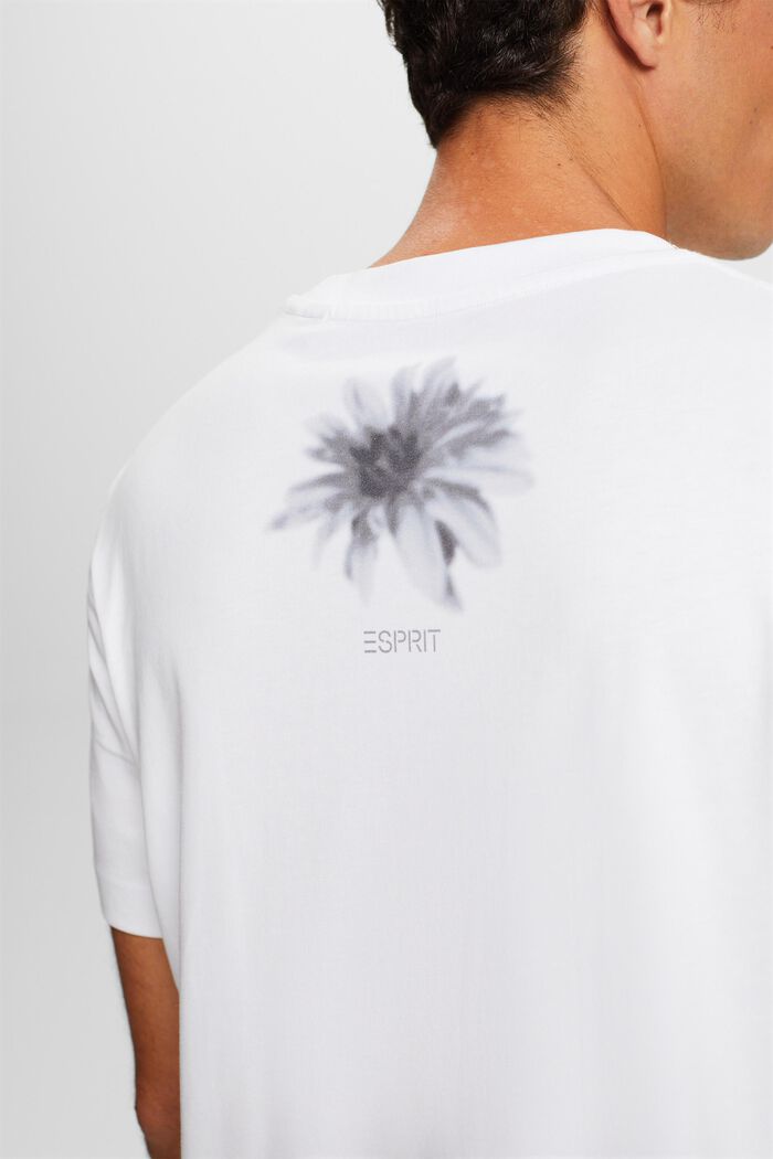 T-shirt z nadrukiem z bawełny pima, WHITE, detail image number 3