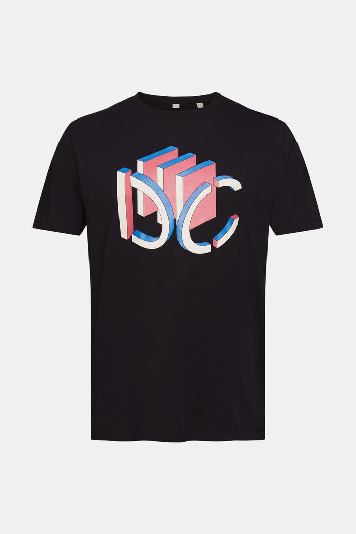 T-shirt z dżerseju z graficznym nadrukowanym logo 3D, BLACK, overview