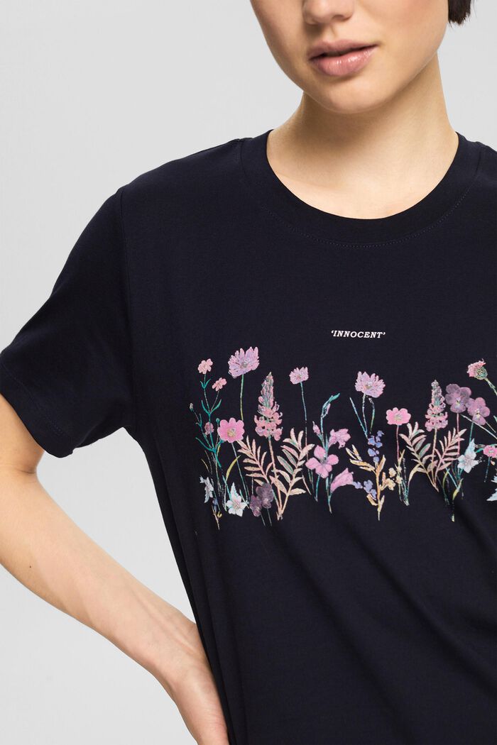 T-shirt z kwiatowym nadrukiem, NAVY, detail image number 3