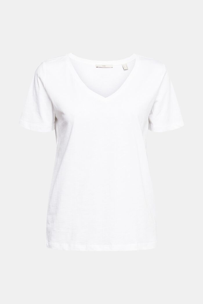 T-shirt z dekoltem w serek, WHITE, detail image number 2