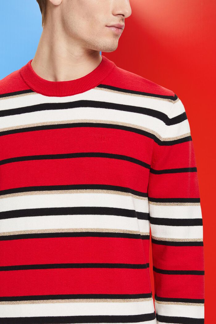 Sweter w paski z kaszmirem, RED, detail image number 2