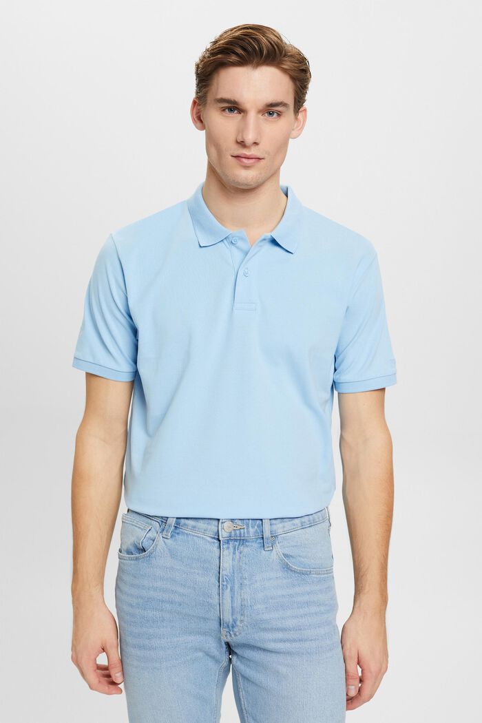 Koszulka polo z piki bawełnianej, slim fit, LIGHT BLUE, detail image number 0