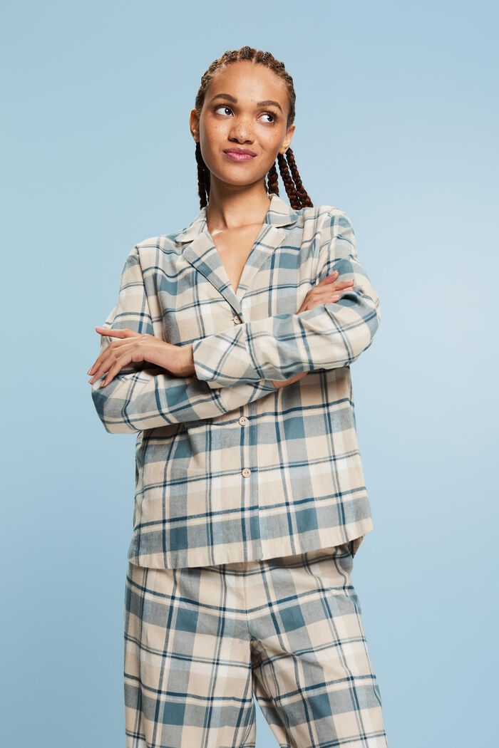 Flanelowa piżama w kratkę, NEW TEAL BLUE, detail image number 0