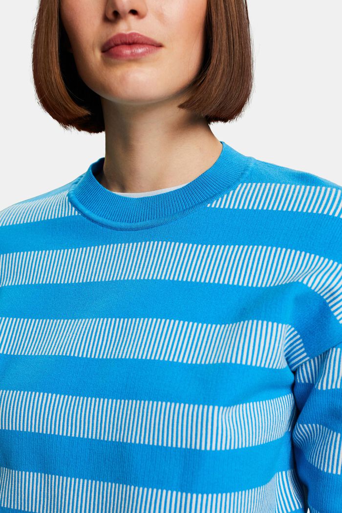 Żakardowy sweter z okrągłym dekoltem w paski, BLUE, detail image number 3
