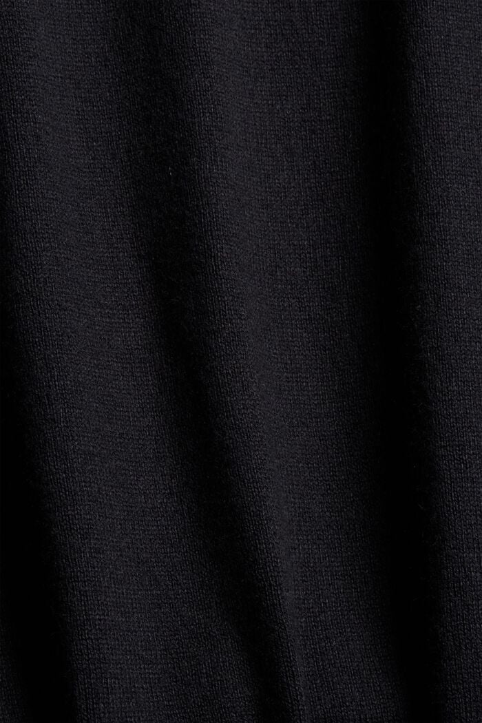 Z kaszmirem: sweter z kołnierzem z troczkiem, BLACK, detail image number 4