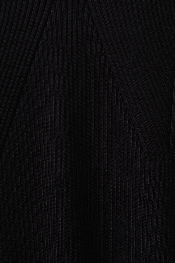 Sweter z dekoltem w serek z prążkowanej dzianiny, BLACK, detail image number 6