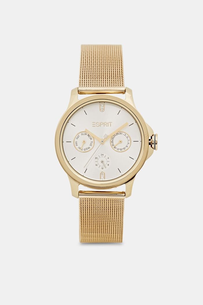 Zegarek wielofunkcyjny z bransoletą z siateczki, GOLD, overview