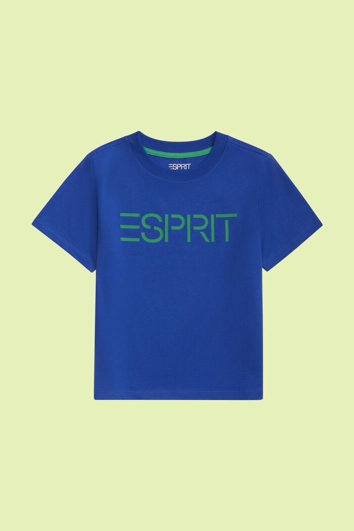 T-shirt z logo z bawełny organicznej, BRIGHT BLUE, detail image number 0