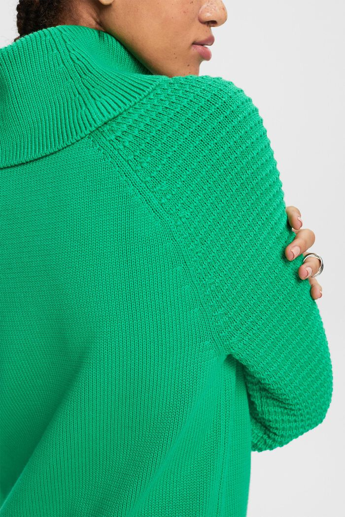 Sweter z półgolfem z bawełny, GREEN, detail image number 1