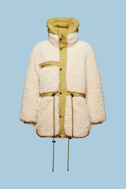Dwustronny płaszcz z tkaniny sherpa
