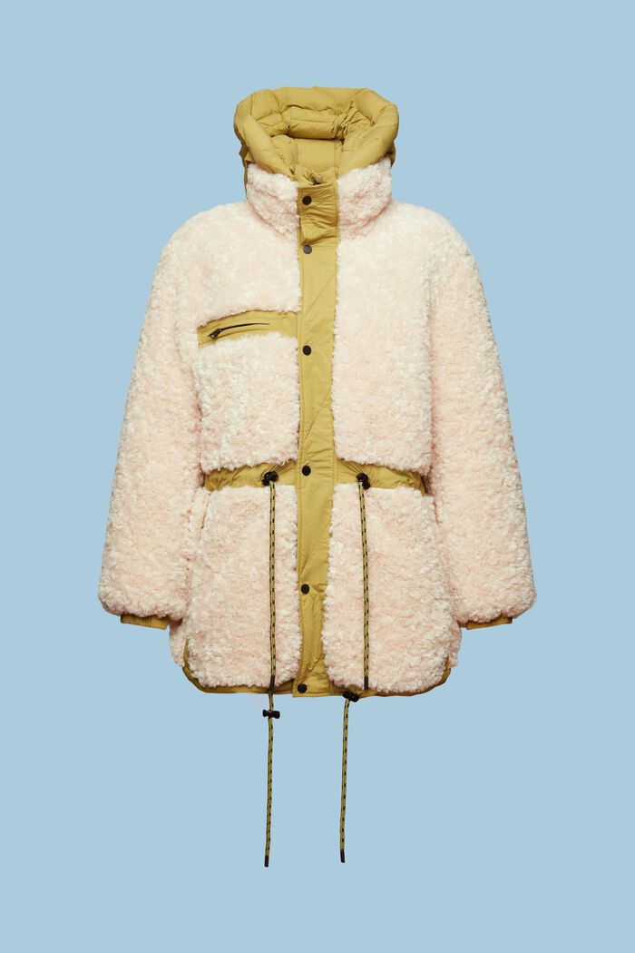 Dwustronny płaszcz z tkaniny sherpa, PISTACHIO GREEN, detail image number 5