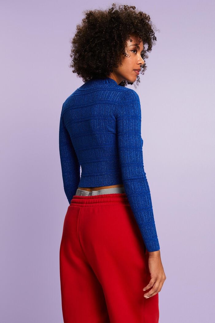 Skrócony sweter z półgolfem z lamy, BRIGHT BLUE, detail image number 2