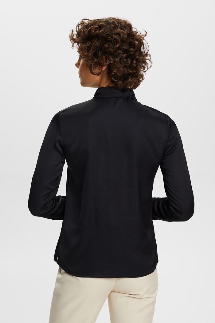Satynowa bluzka z długim rękawem, BLACK, detail image number 3