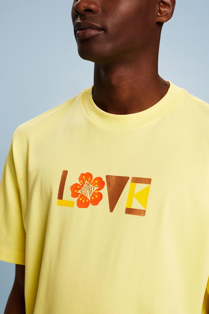 T-shirt z nadrukiem z bawełny pima, unisex, PASTEL YELLOW, detail image number 3