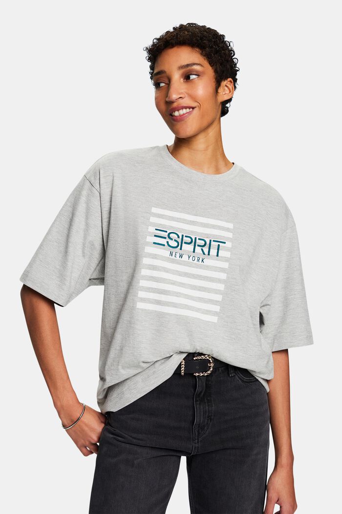 T-shirt z bawełny pima z logo, LIGHT GREY, detail image number 4